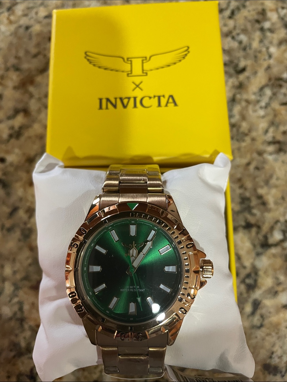 Invicta Gold-Tone Watch with Green Dial
